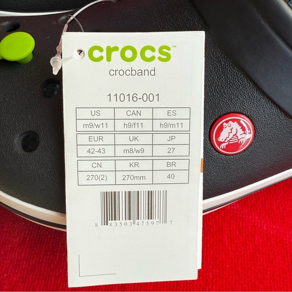Crocs Crocband Classic Black Clogs. Men Size 9. Women Size 11 Brand New - Picture 12 of 13
